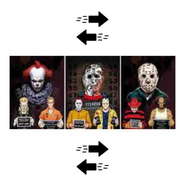 PÓSTER 3D - PERSONAJES DE TERROR 30x40CM