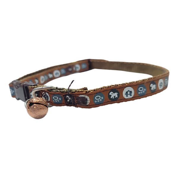 COLLAR PARA GATOS O PERROS PEQUEÑOS REGULABLE MARRÓN C/CASCABEL