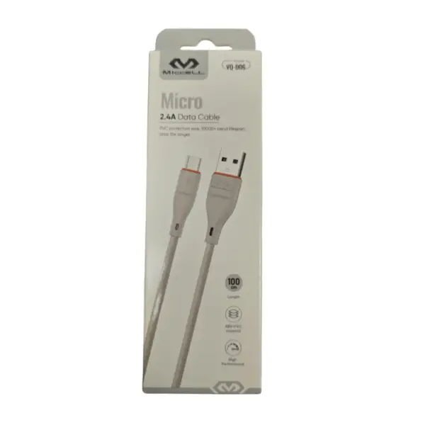 CABLE USB - MICRO USB MICCELL 2.4A 1M D06 GRIS