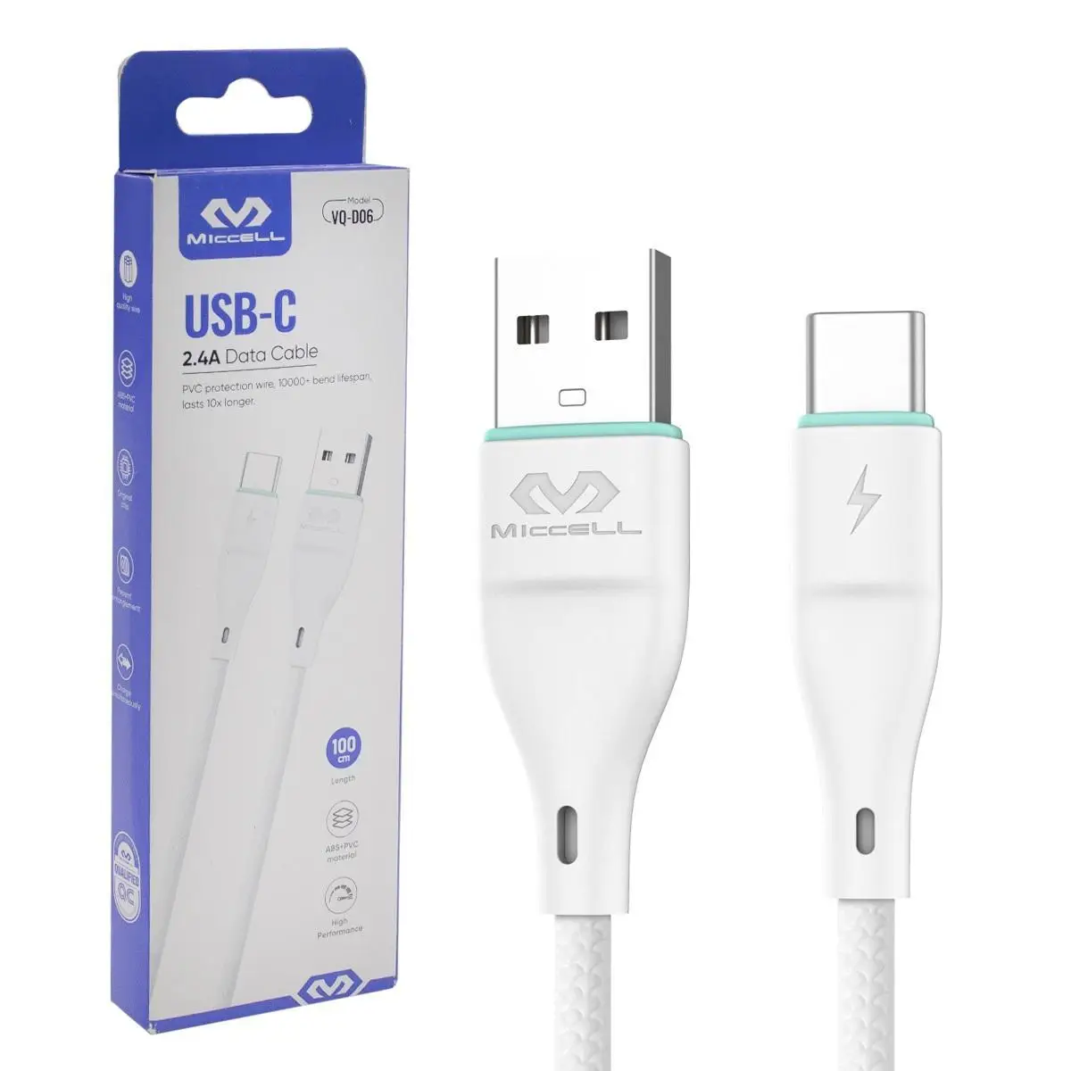 CABLE USB - TIPO C MICCELL 2.4A 1M D06 VARIOS COLORES